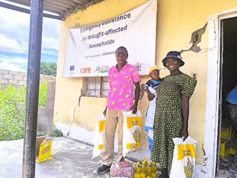 Rosemary Tshuma and her family at Zumba after redeeming their food vouchers